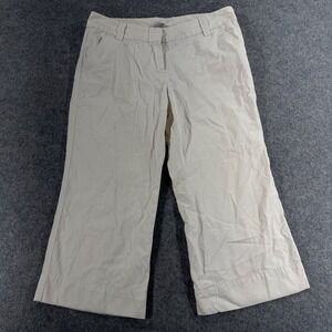 Cuffy's of Cape Cod Womens 8 Off White Cotton Wide Leg Cropped Pants Chino